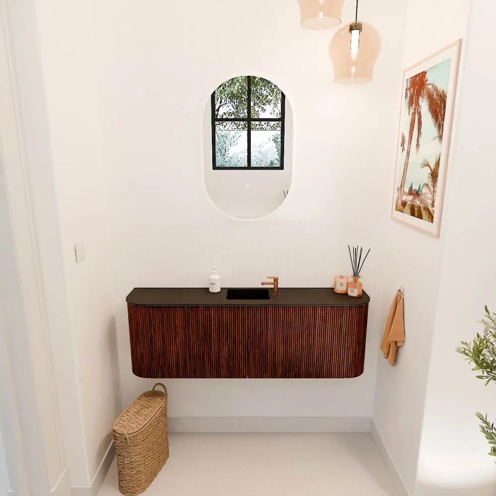 Mondiaz Joya 125cm toiletmeubel ronding links/rechts ruby met wastafel faye midden 1 kraangat urban