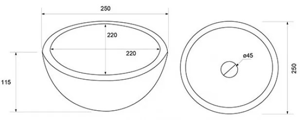 Differnz Ruz opbouw waskom beton rond 25x11.5cm