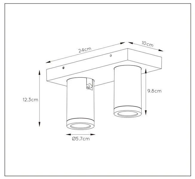 Lucide Taylor plafondlamp 2 spots 5W wit