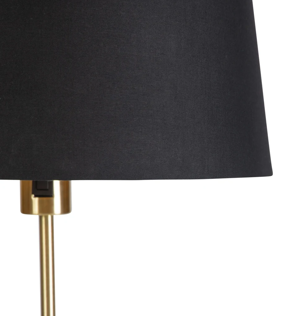 Vloerlamp goud/messing met zwarte kap 35 cm verstelbaar - Parte Klassiek / Antiek E27 cilinder / rond rond Binnenverlichting Lamp