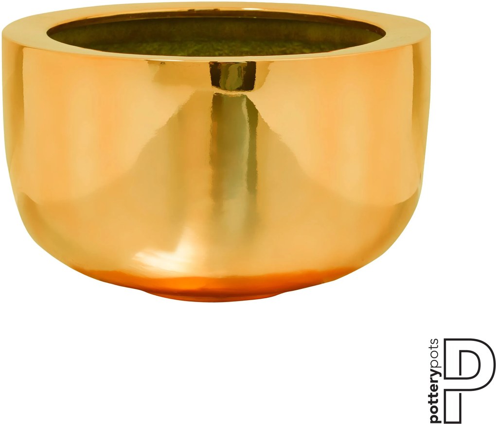 Pottery Pots | Bloempot Sunny hoogte 27 cm x diameter 45 cm goudkleurig outdoor bloempotten fiberstone outdoor tuinaccessoires | NADUVI outlet