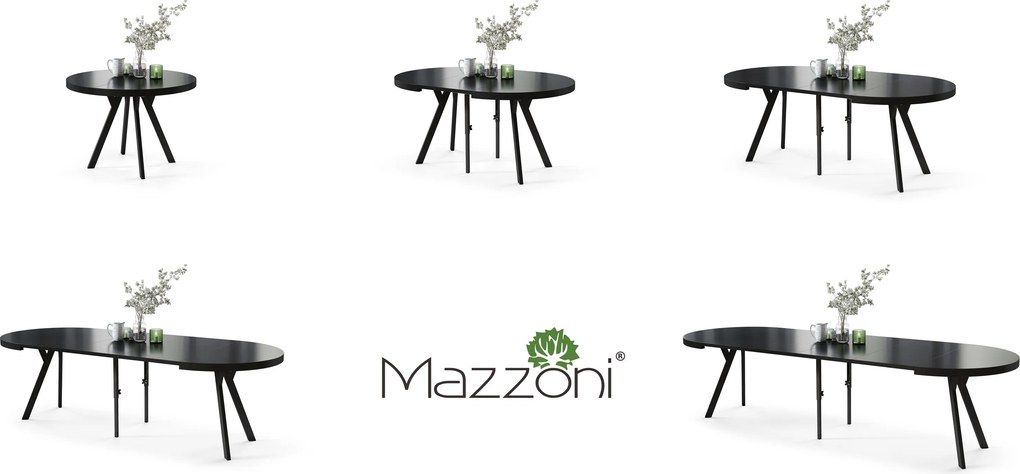 EXPANSO Czarny Mat/zwarte poten - GROTE RONDE TAFEL Ø110 UITBREIDBAAR TOT 310 cm met Y-POTEN LOFT/INDUSTRIAL