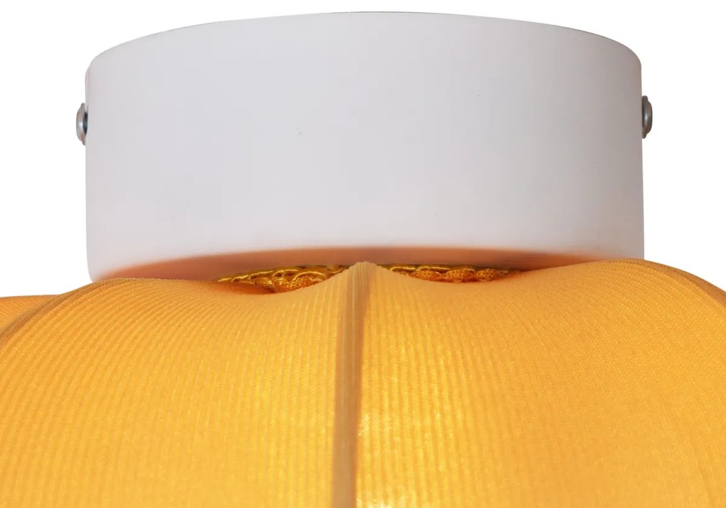 Stoffen Japandi plafondlamp goud 37cm - Plu AsyeshaJapandi E27 rond Binnenverlichting Lamp