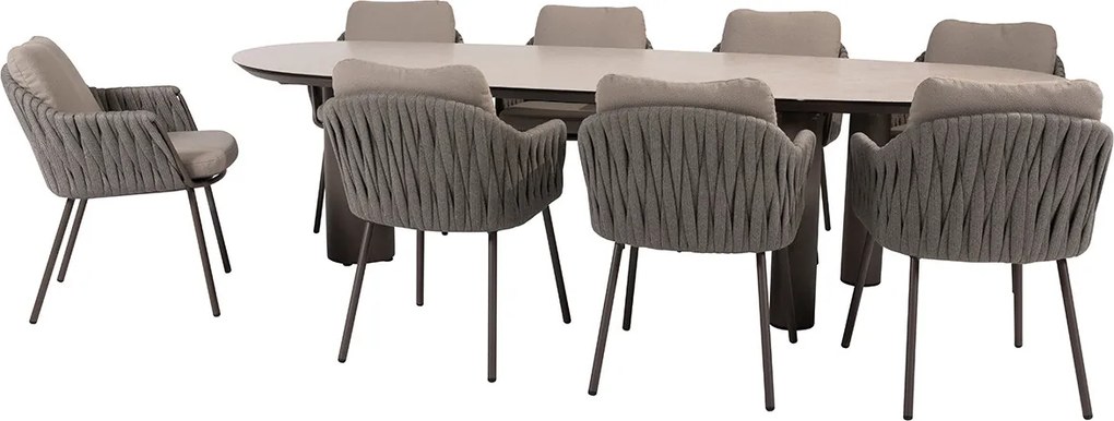 Taste by 4 Seasons Cannes tuinset 9-delig - Denia tuintafel 290x110 cm - terre ceramic print