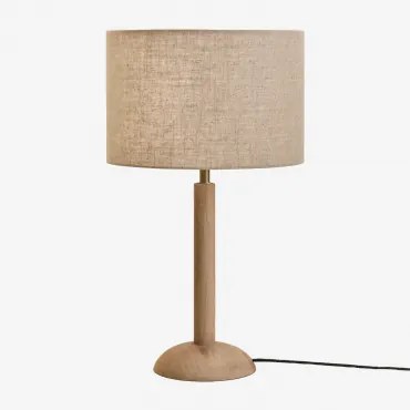 Harry Mangohouten Tafellamp Mangohout & Beige Linnen Ø30 Cm - ↑20 Cm Arlina - Sklum