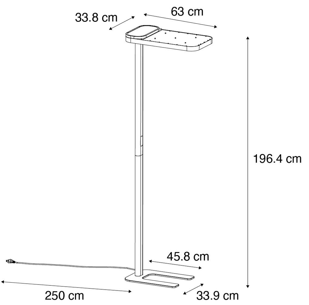 Daglicht vloerlamp grijs incl. LED en dimmer - Guzo Modern Binnenverlichting Lamp