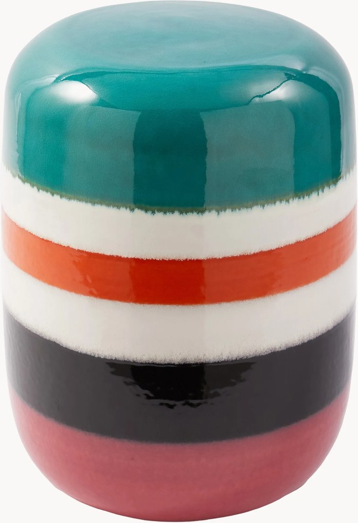 Ronde handgemaakte bijzettafel Striped Pill
