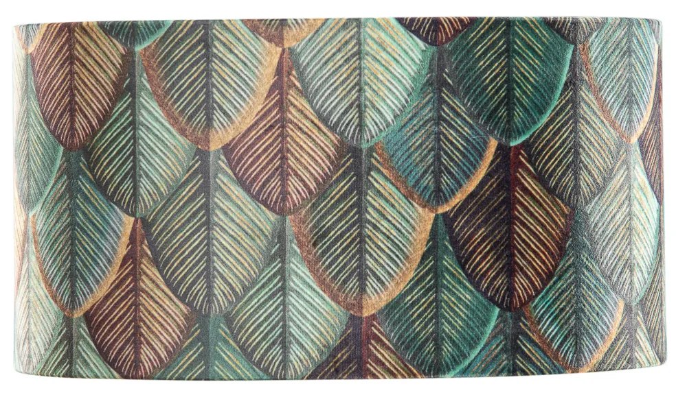 Velours lampenkap blad dessin met gouden binnenkant ovaal 35/23/18