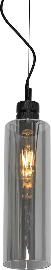 Moderne hanglamp zwart met smoke glas - Stavelot