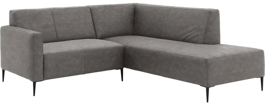 Goossens Key West grijs, micro leer, 2-zits, modern design met ligelement rechts