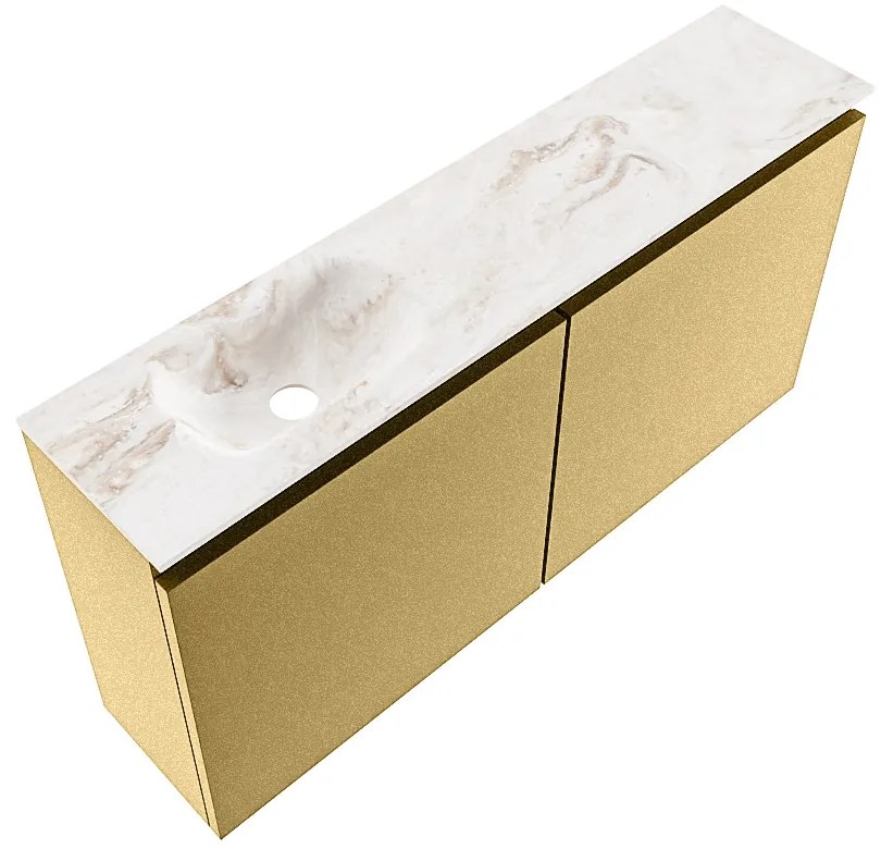 Mondiaz Ture DLux toiletmeubel 100cm oro met wastafel frappe links met kraangat