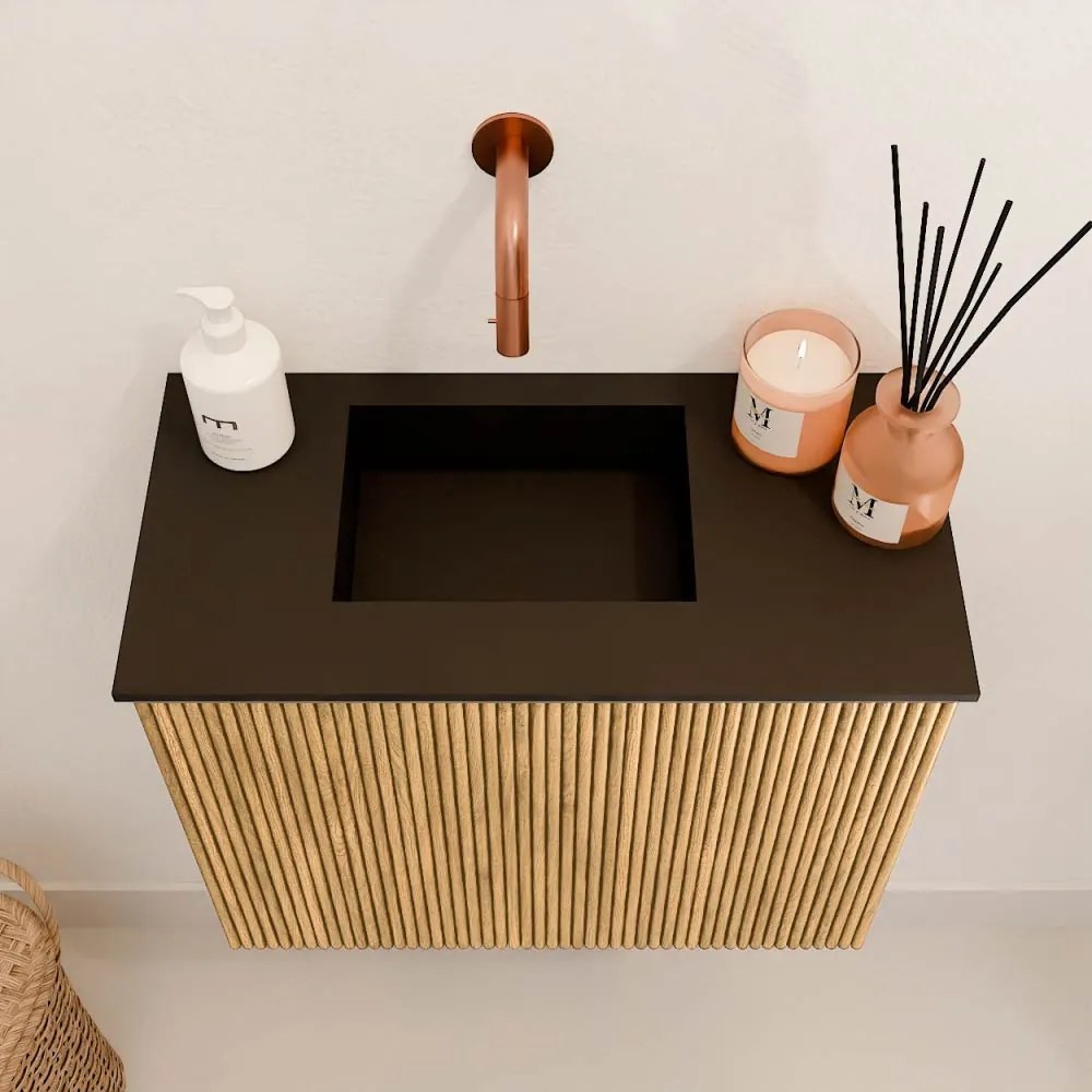 Mondiaz Joya 50cm toiletmeubel oak met wastafel faye links zonder kraangat urban
