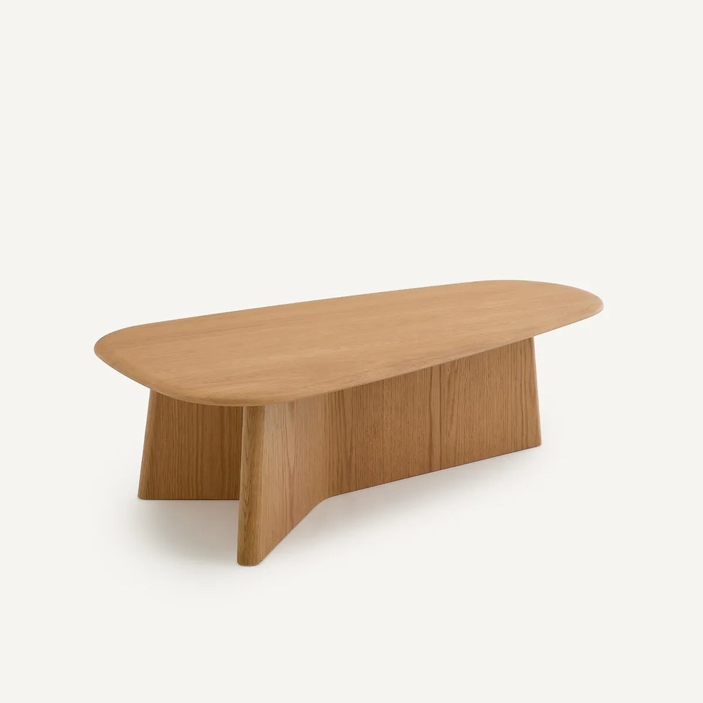 Salontafel van eikenhout, hoogte 30 cm, TRIANGOLO