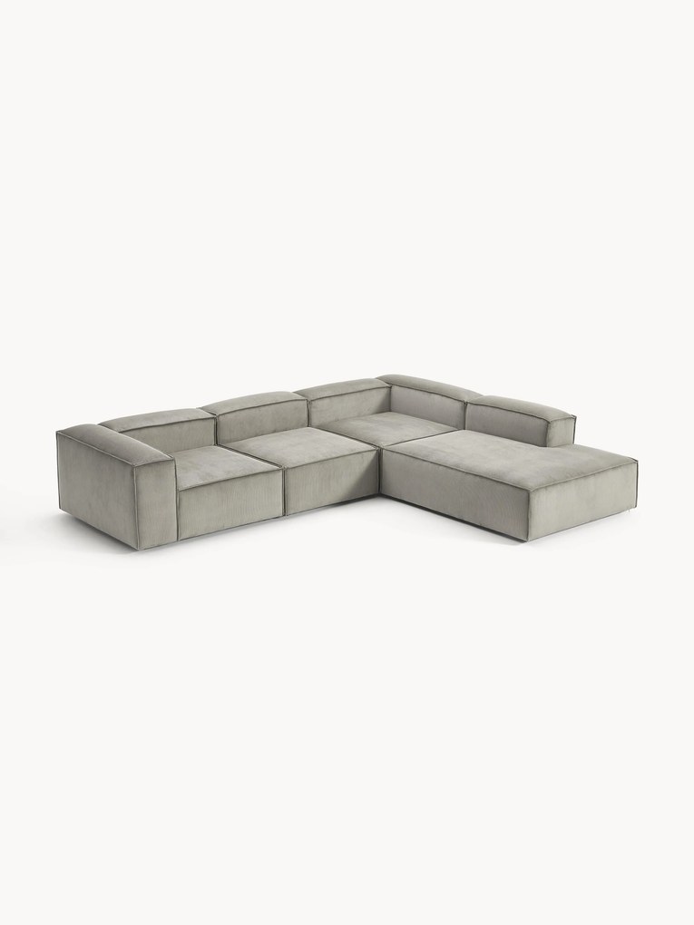 Modulaire ribfluwelen hoekbank Lennon (4-zits)
