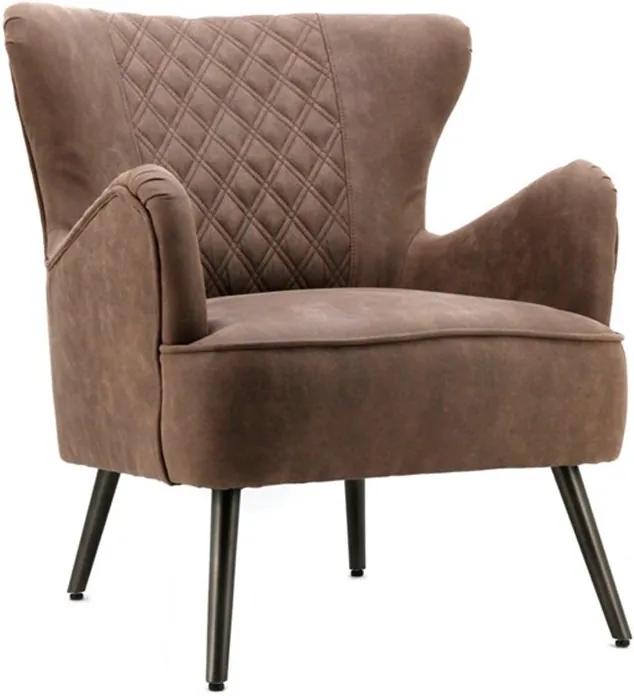 Eleonora Daisy Fauteuil Met Ruitpatroon Taupe Jeep