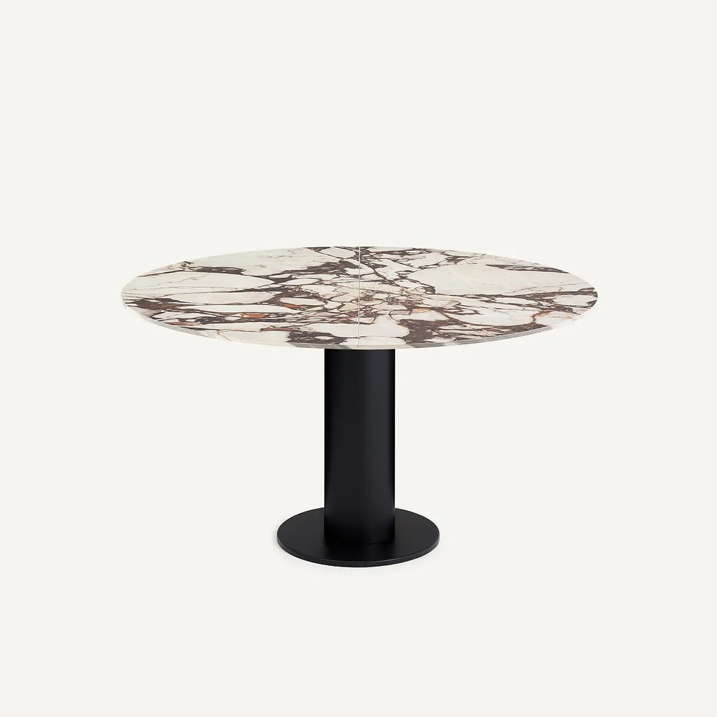 Uitschuifbaar rond tafelblad van keramiek, diameter 135 tot 180 cm, EXTENDO