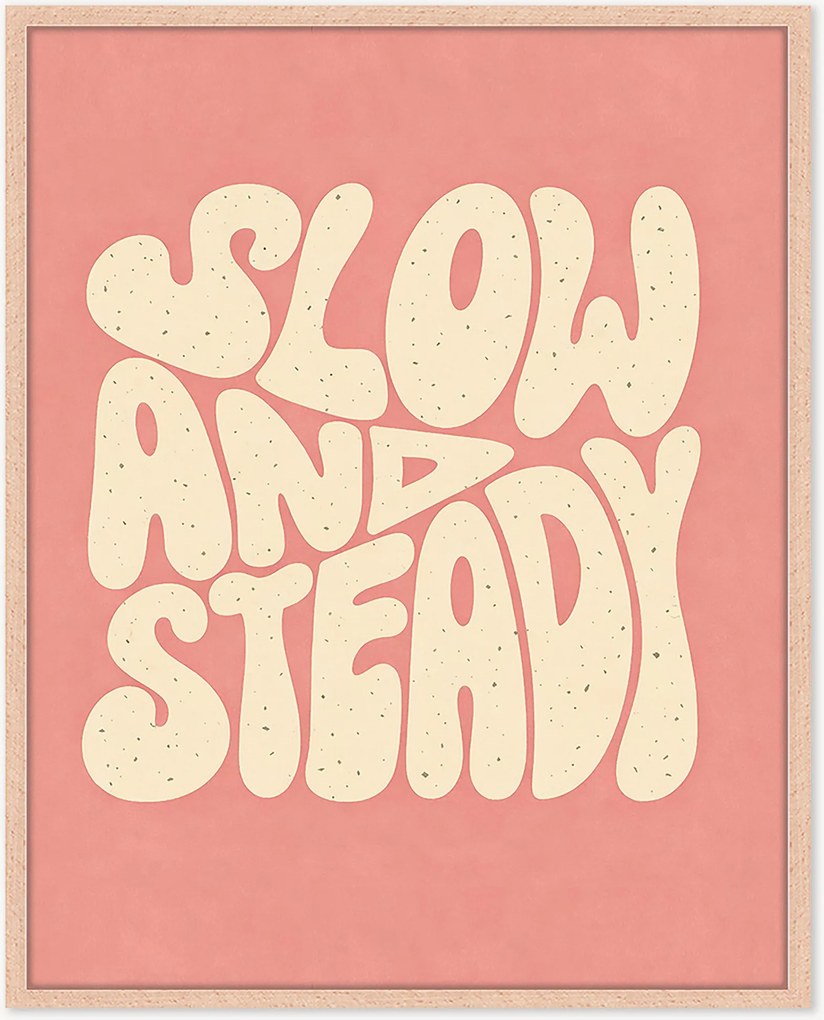 Ingelijste digitale print Slow & Steady, handgemaakt