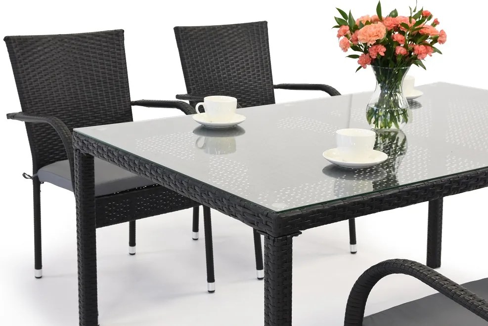 Milan 4 Garden Point technorattan set zwart