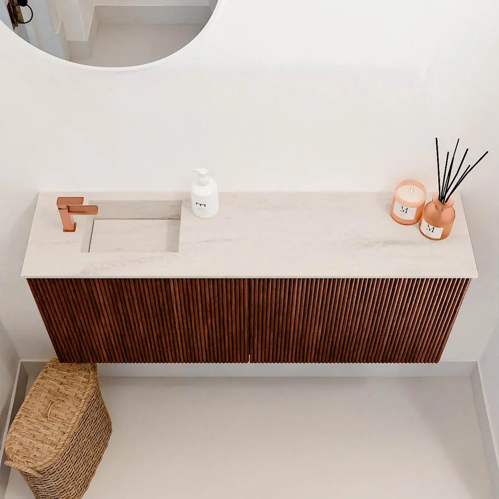 Mondiaz Joya DLux 100cm toiletmeubel ruby met wastafel faye links 1 kraangat meli