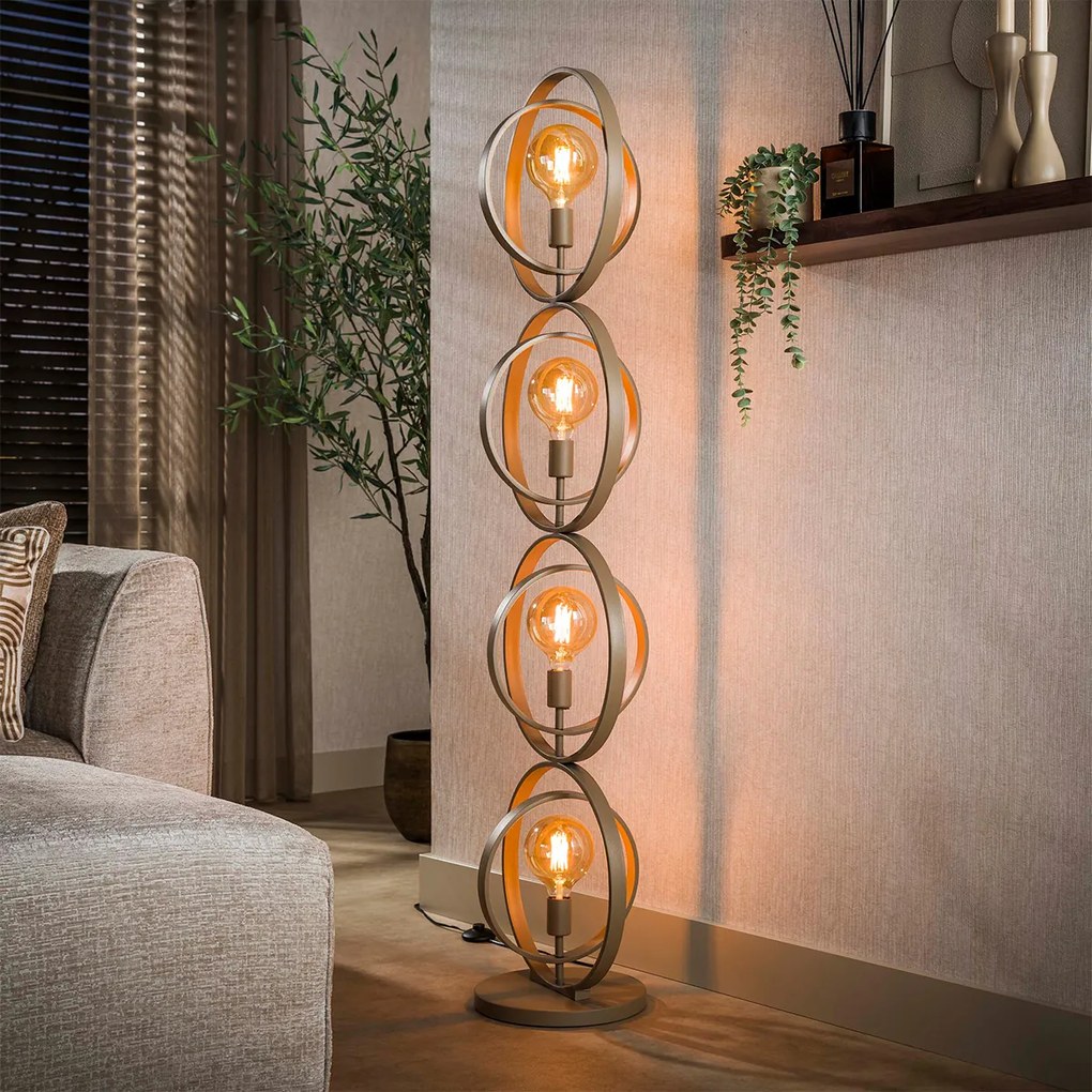 Vloerlamp Metalen Ringen Beige
