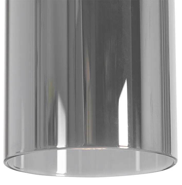 Smart hanglamp met dimmer zwart met smoke glas incl. 5 Wifi A60 - Stavelot E27 rond Binnenverlichting Lamp