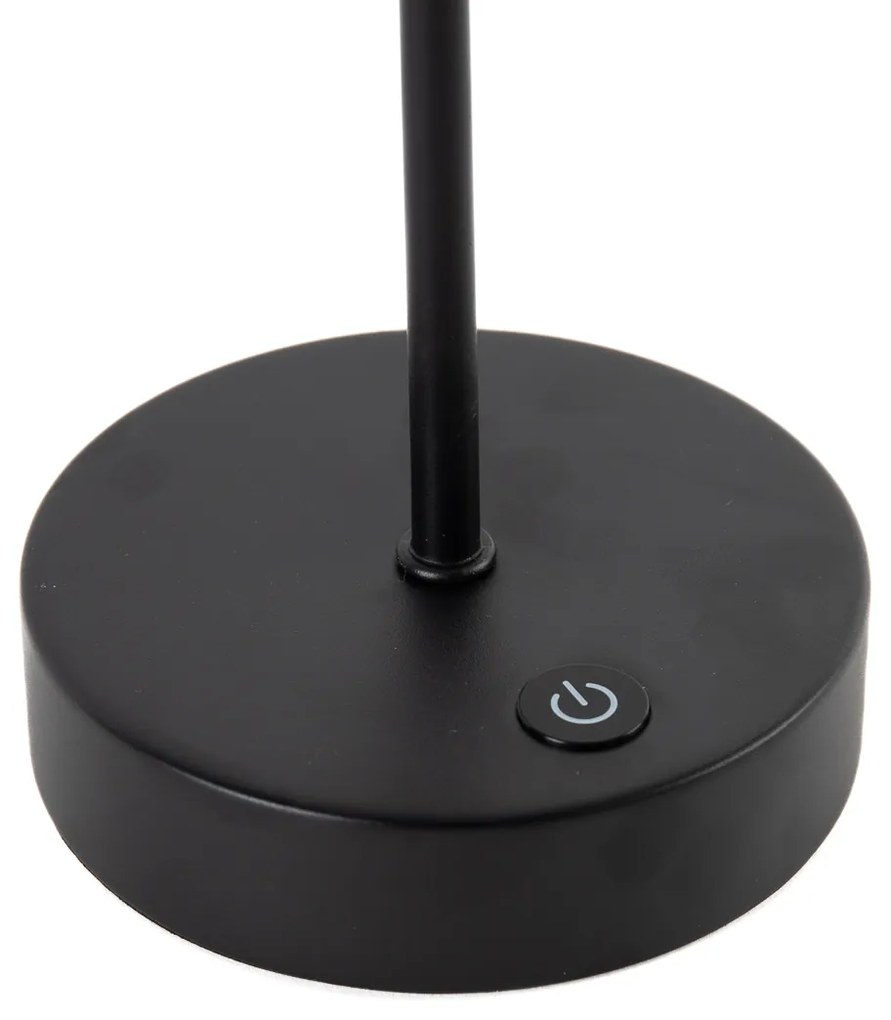 Moderne tafellamp zwart met smoke glas incl. LED 3-staps dimbaar - Djent Modern rond Binnenverlichting Lamp