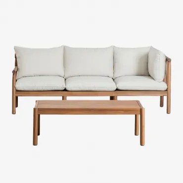 Tuinset Met 3-zitsbank En Salontafel Van Acaciahout Melvin Acacia Bruin - Sklum