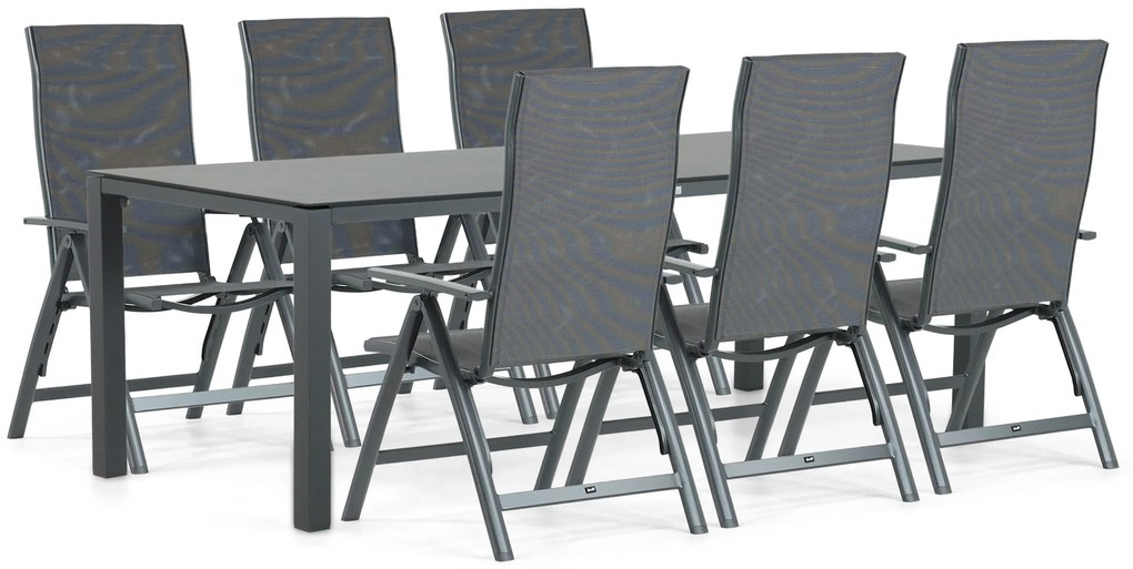 Tuinset 6 personen 220 cm Aluminium/textileen Grijs Hartman Sitges/Mateo