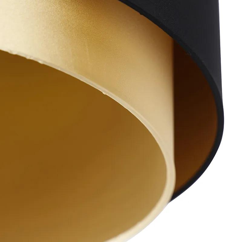 Stoffen lampenkap zwart 40/47/26 met gouden binnenkant Modern cilinder / rond rond
