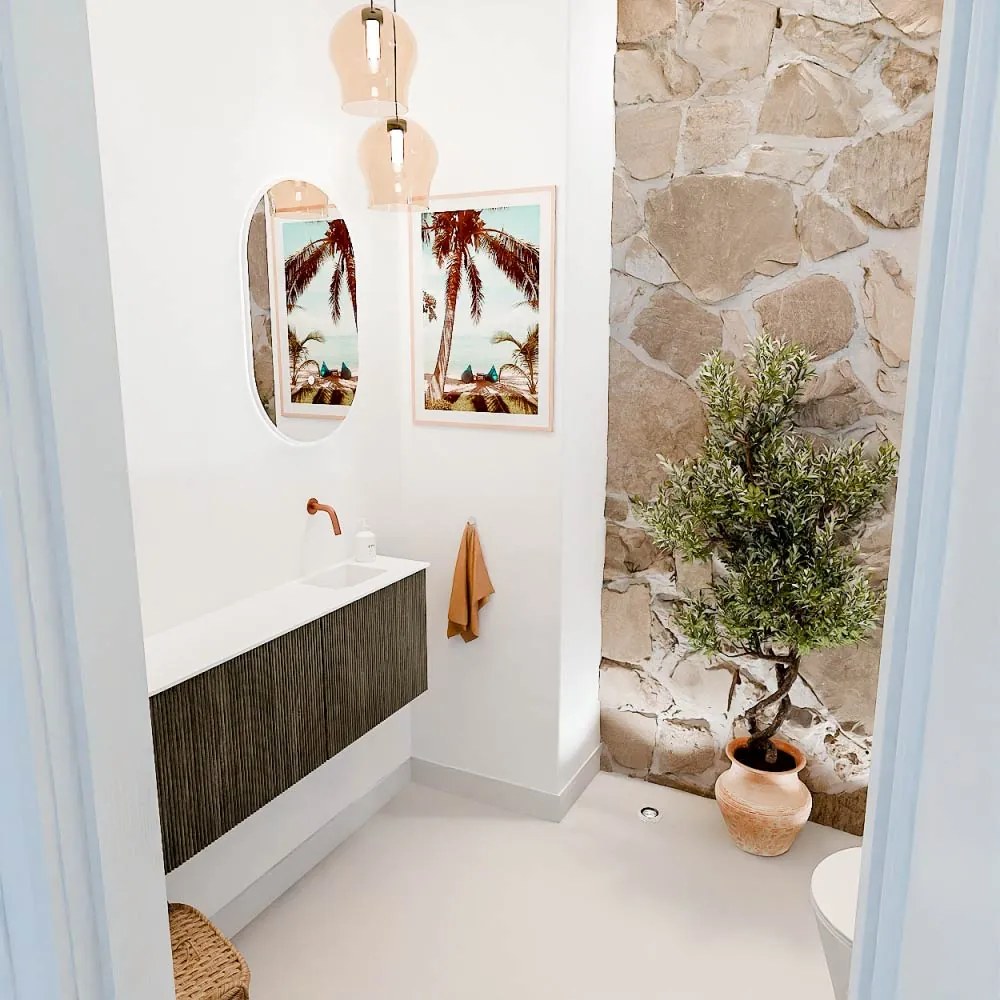 Mondiaz Joya 110cm toiletmeubel ronding links shadow met wastafel faye rechts zonder kraangat talc