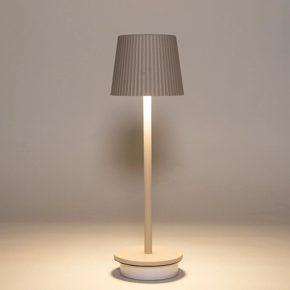 Anna's Collection LED Tafellamp 27x9 cm ribbel zand - Draadloos - Warm Wit Licht - Touch Bediening - Voor Binnen &amp; Buiten
