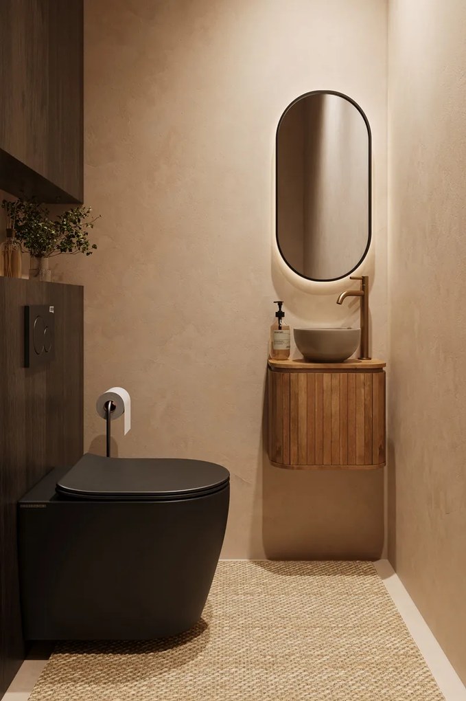 Livli Estrela toiletmeubel 40cm ribbelfront met waskom in taupe