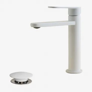 Alameda Messing Wastafelkraanset En Orveta Rvs En Messing Click-clack Wastafelafvoerventielset Wit & ↑20 Cm & Klep Zonder Overloop - Sklum