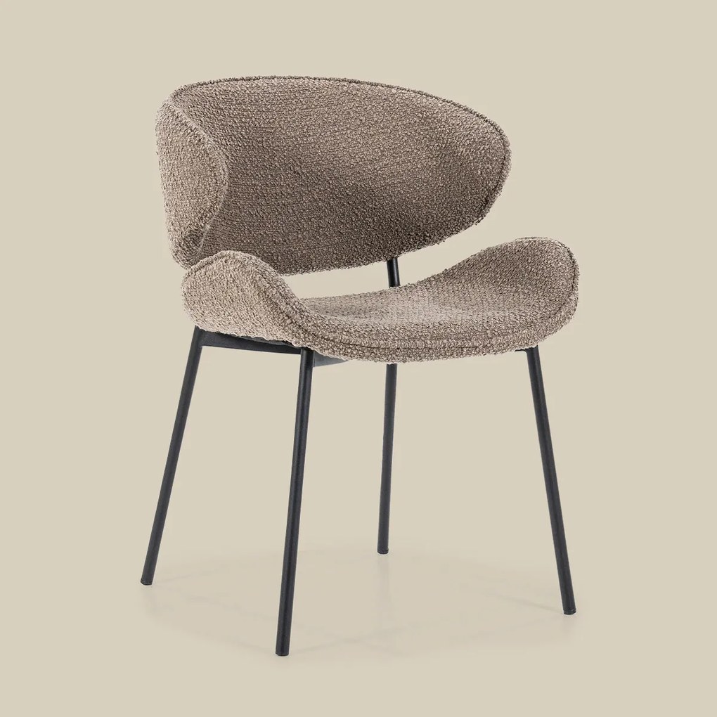 Eleonora Tess Boucle Eetkamerstoel Ronde Rug Bruin