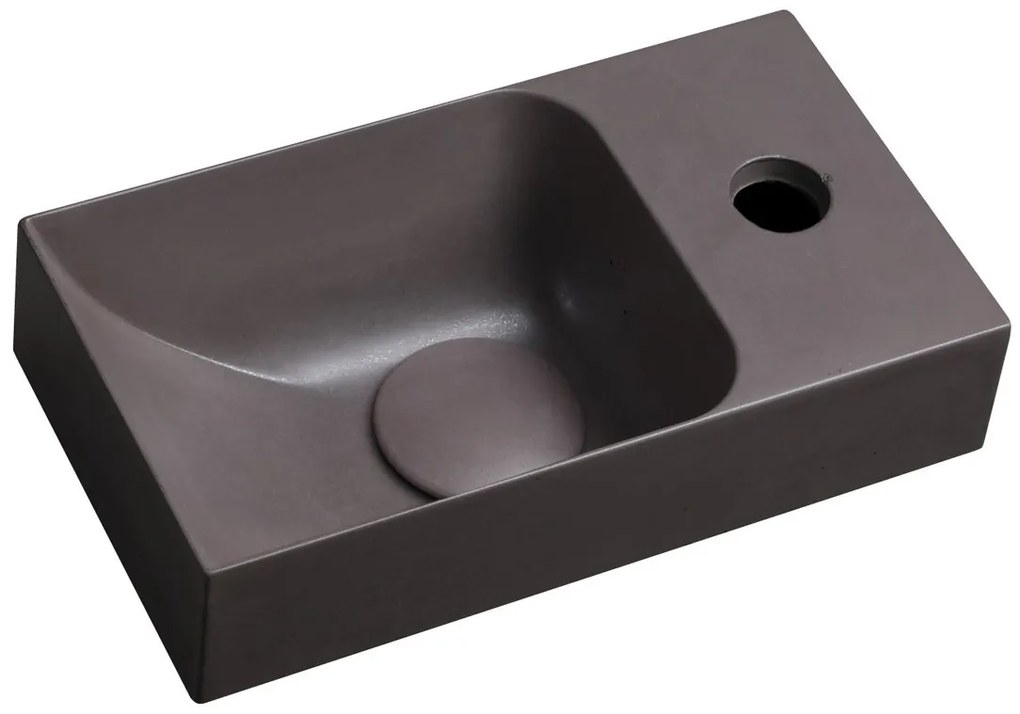 Sapho Piccolino fontein beton kraangat rechts 31x17cm donkerbruin