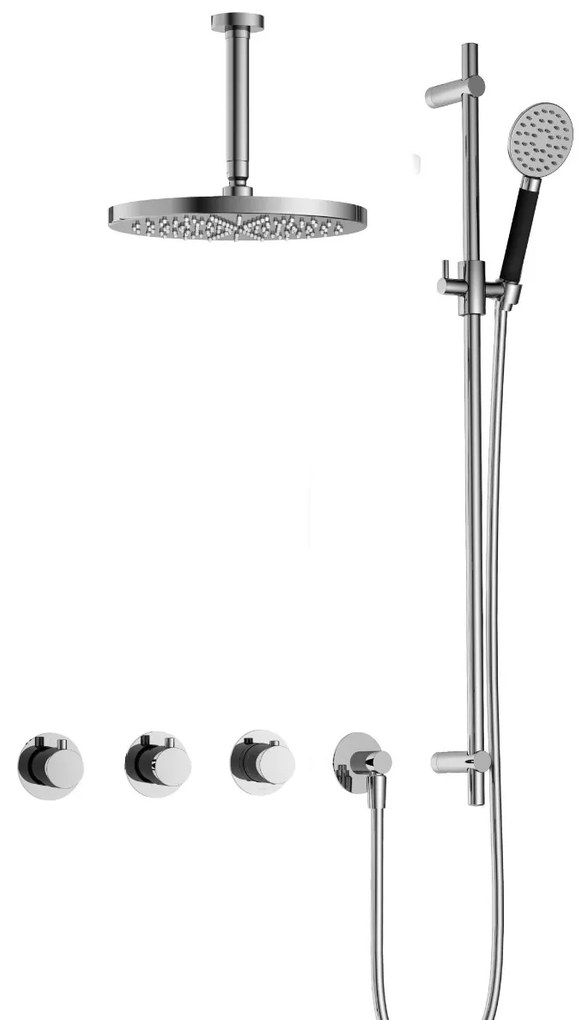 Hotbath Cobber IBS70 inbouwdouche met ronde handdouche, 15cm plafondbuis, 30cm hoofddouche en glijstang chroom