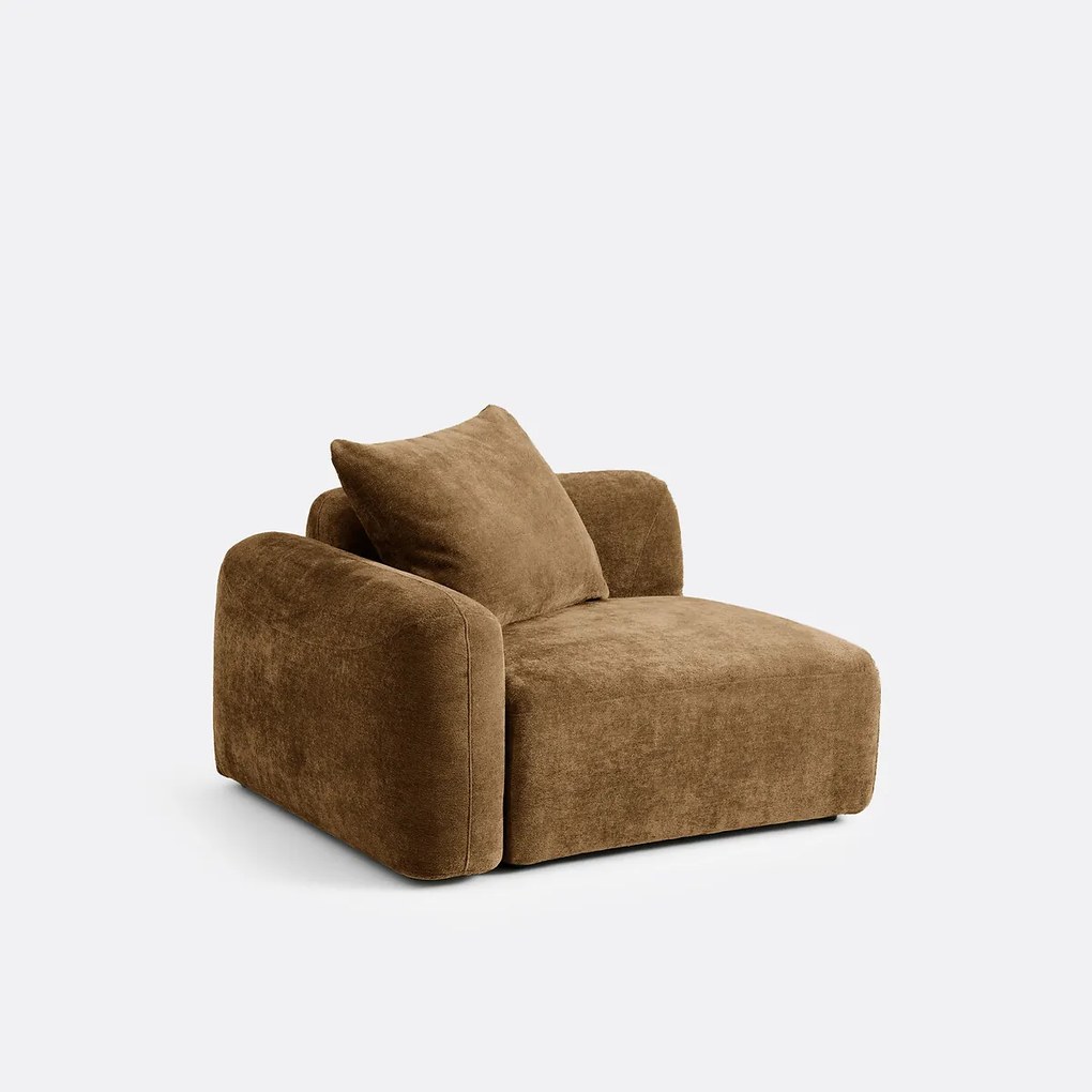 Halfzits met armleuning links voor modulaire eenheden, in jacquard chenille, AMAD