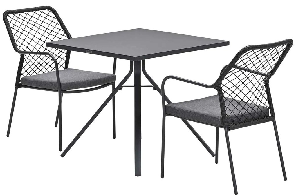 Garden Impressions Ross tuinset zwart 3-delig - Rimini tuintafel 80x80 cm
