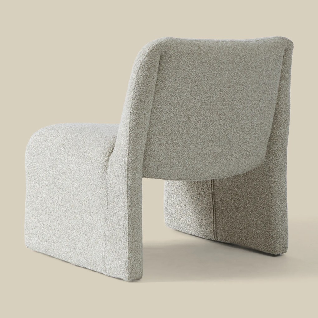 Gebogen Fauteuil Beige Stof