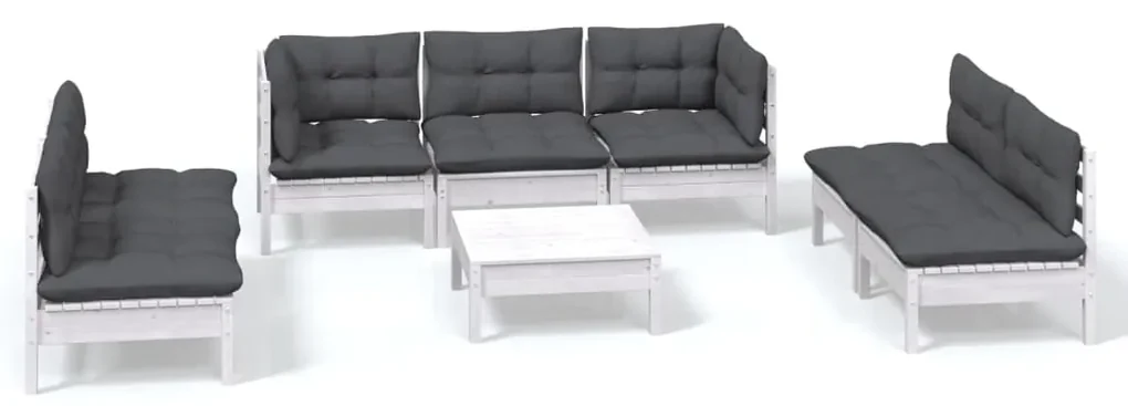 vidaXL 8-delige Loungeset met kussens massief grenenhout