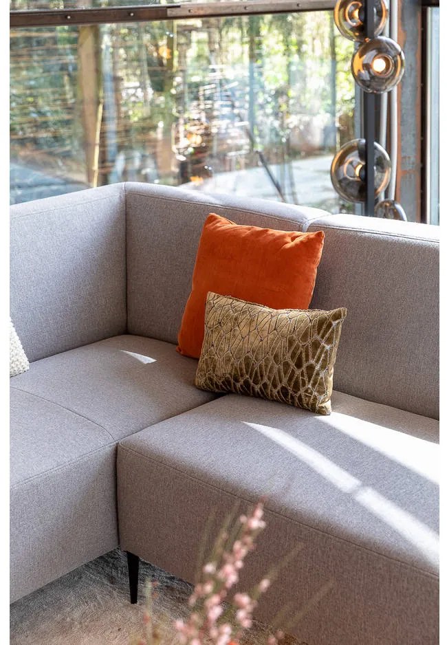 Goossens  Key West grijs, stof, 3-zits, modern design met ligelement links