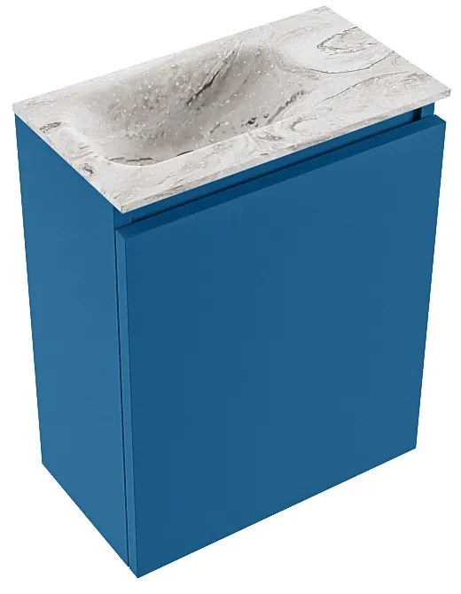 Mondiaz Ture DLux toiletmeubel 40cm jeans met wastafel glace links met kraangat