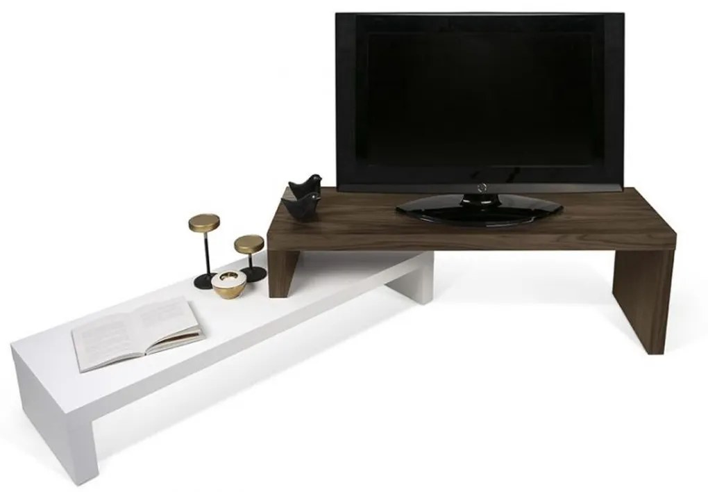 TemaHome Cliff Verstelbaar Tv-meubel Wit Met Walnoot - 125x38x20cm.