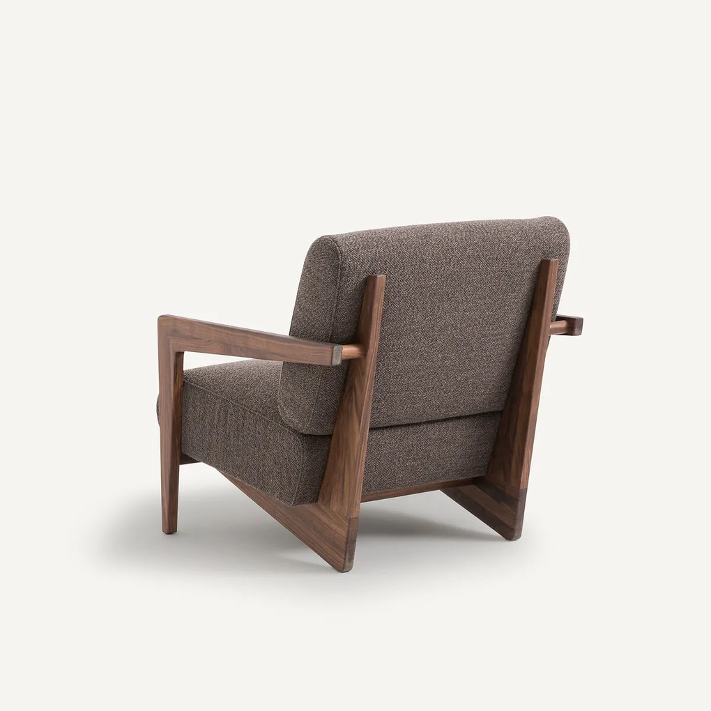 Fauteuil in massief notenhout en bouclette, Izag