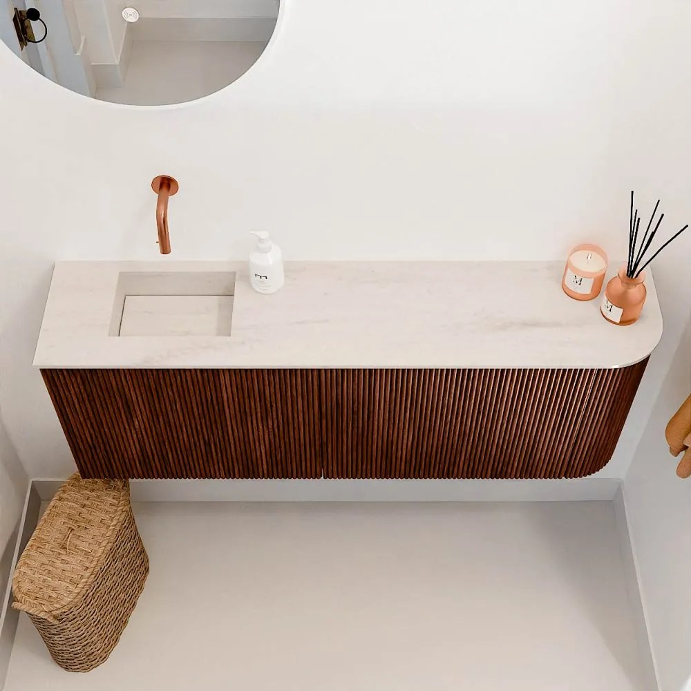 Mondiaz Joya DLux 110cm toiletmeubel ronding rechts ruby met wastafel faye links zonder kraangat meli