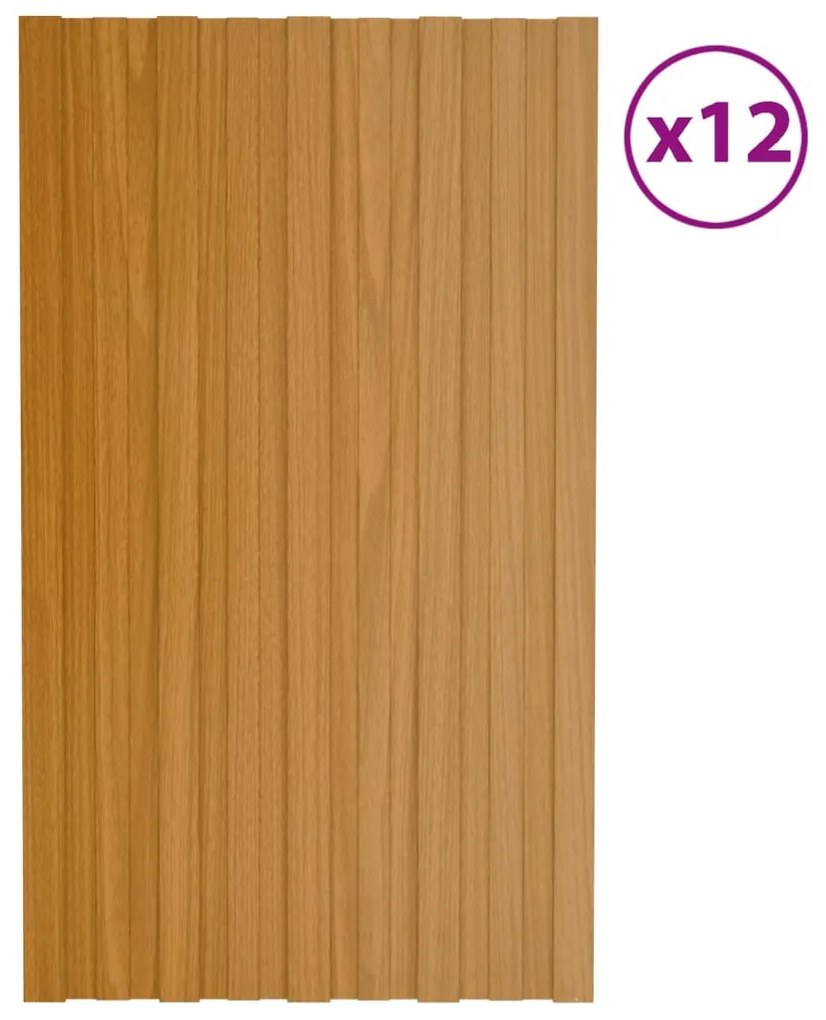 vidaXL Dakpanelen 12 st 80x45 cm gegalvaniseerd staal lichthoutkleurig