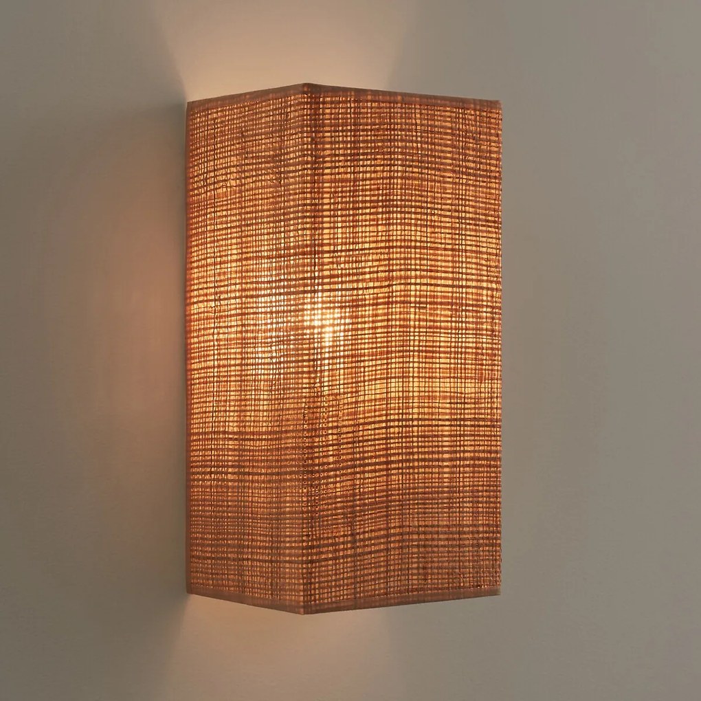 Rechthoekige wandlamp in raffia, Dolkie