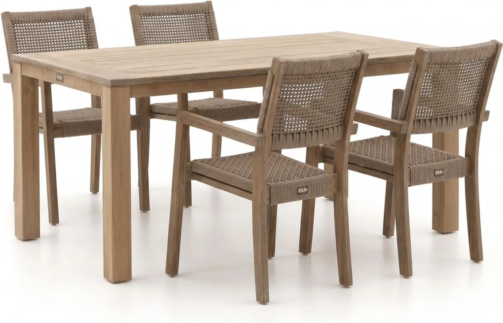 Diningset ROUGH  | 4 personen teakhout | Tuinset stapelbaar | 5-delig | Kees Smit Tuinmeubelen