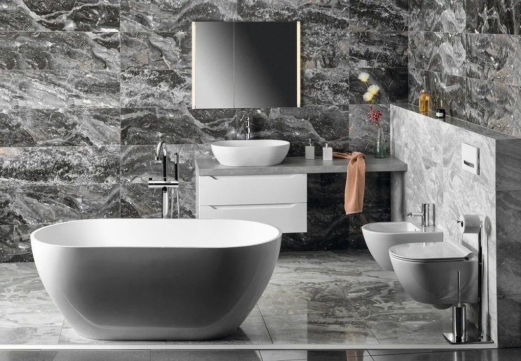 Polysan Reduta vrijstaand bad wit mineraal marmer 150x75x46cm