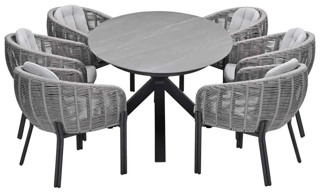 Garden Impressions Padula tuinset 7-delig - Scot tuintafel Napoli sand 230x115 cm